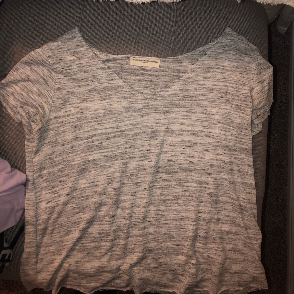 Project Social T Textured-Knit V Neck Tee